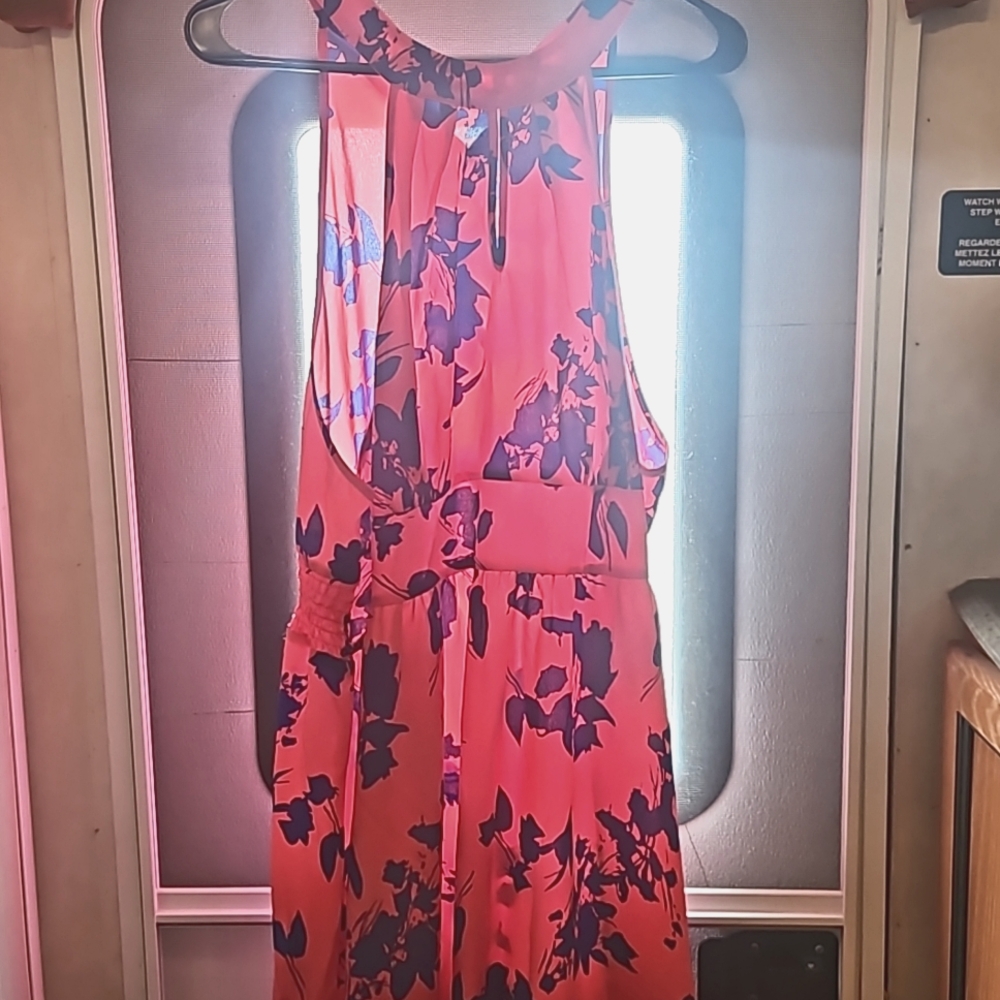 Pink/navy floral dress